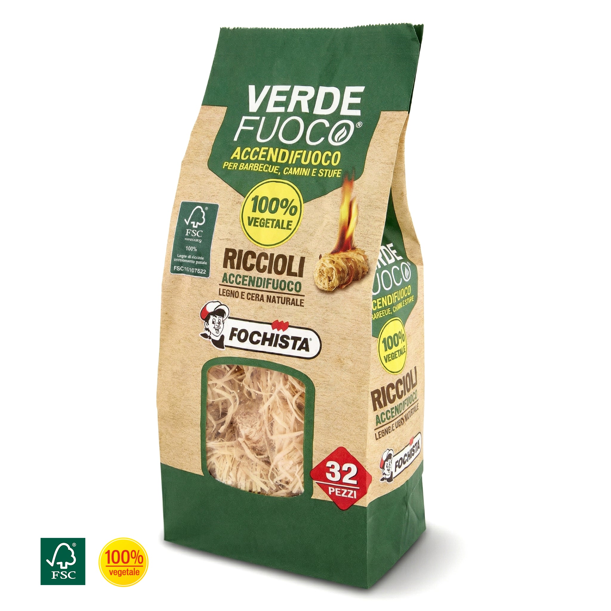 Accendifuoco Riccioli Verdefuoco (32 pz- 1kg)