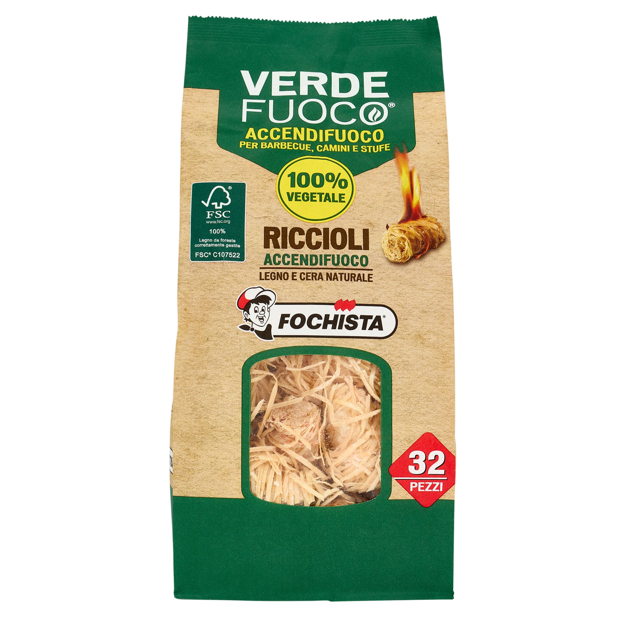 Accendifuoco Riccioli Verdefuoco (32 pz- 1kg)