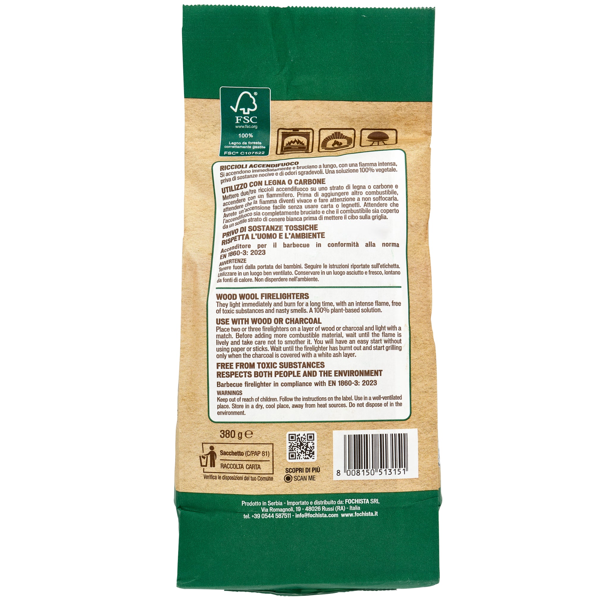 Accendifuoco Riccioli Verdefuoco (32 pz- 1kg)