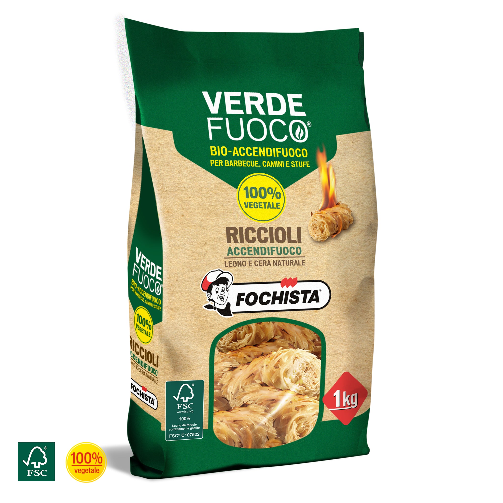 Accendifuoco Riccioli Verdefuoco (32 pz- 1kg)